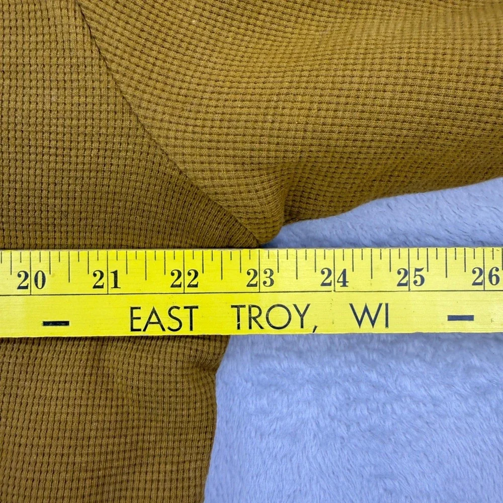 Kangol Hoodie Mens Small Mustard Yellow Sherpa Lined Waffle Knit Henley Pullover - Picture 6 of 9